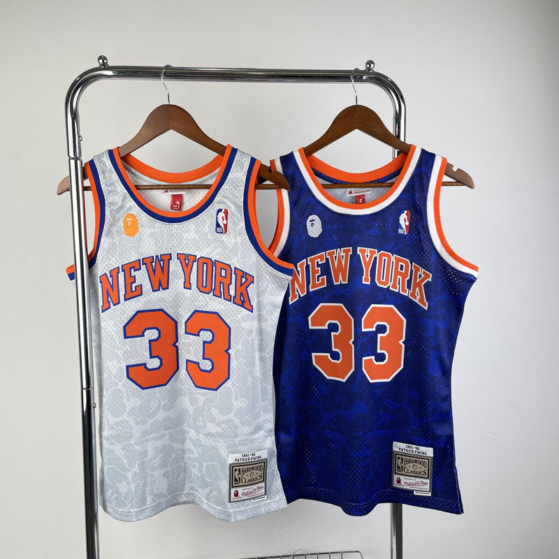 Regata NBA BAPE x New York Knicks Mitchell & Ness Cinza